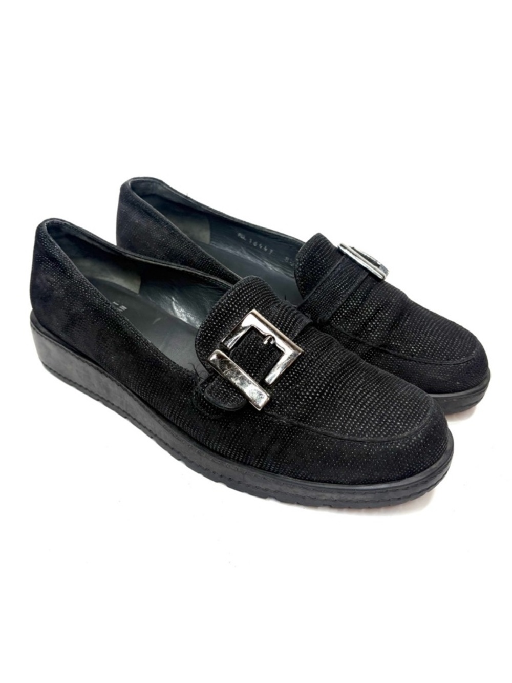 Stuart Weitzman Black Wedge Loafers | 8.5